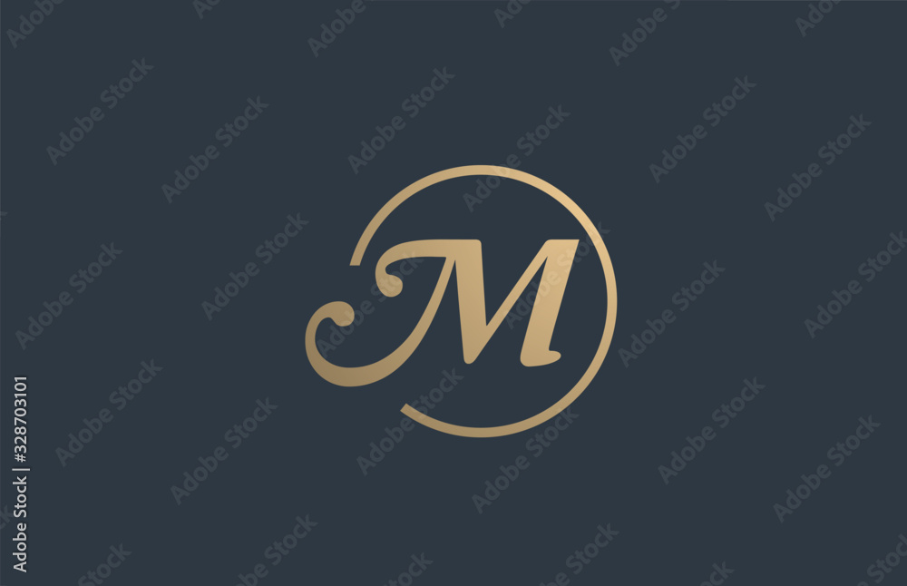 gold golden yellow alphabet letter M logo icon design for business ...