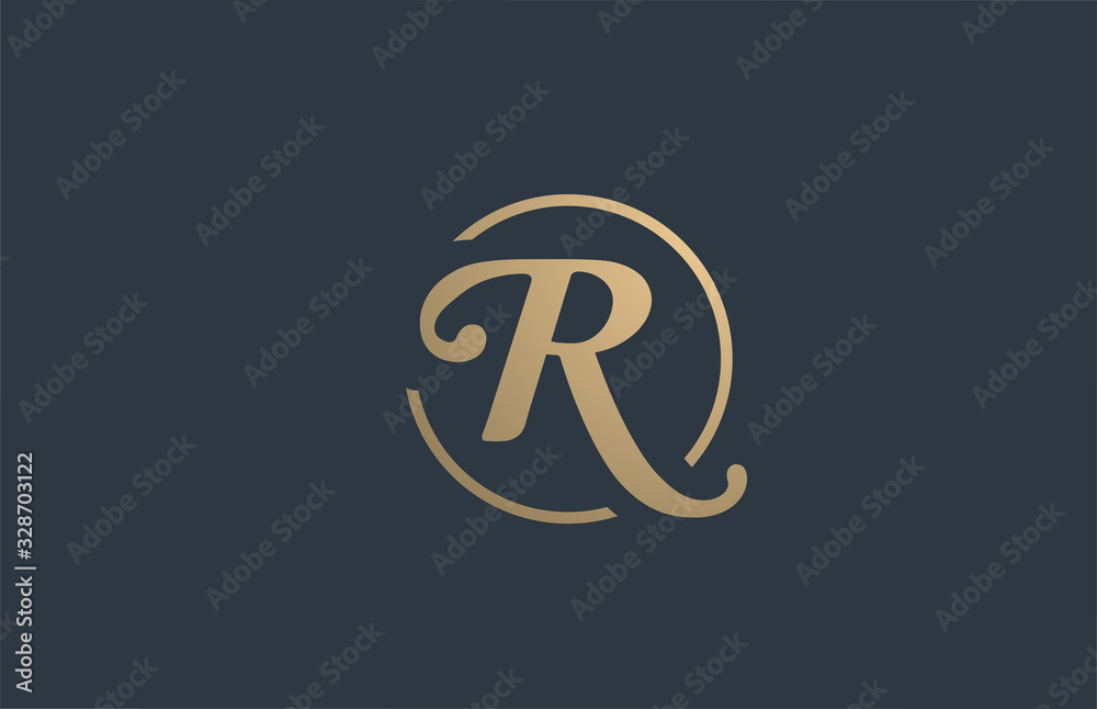 gold golden yellow alphabet letter R logo icon design for business company - obrazy, fototapety, plakaty 