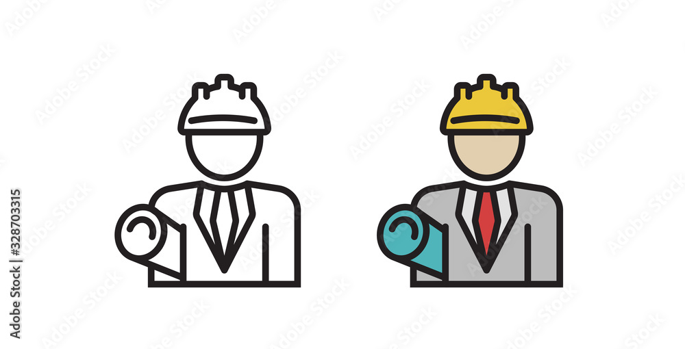 Foreman icon. Sign construction project manager. Vector illustration in flat style.