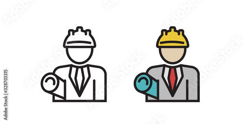 Foreman icon. Sign construction project manager. Vector illustration in flat style.