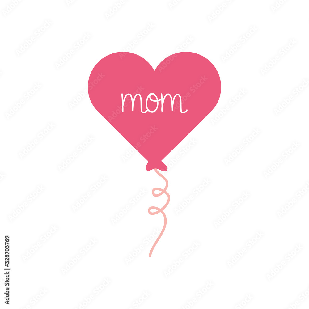 mom balloon flat style icon vector design