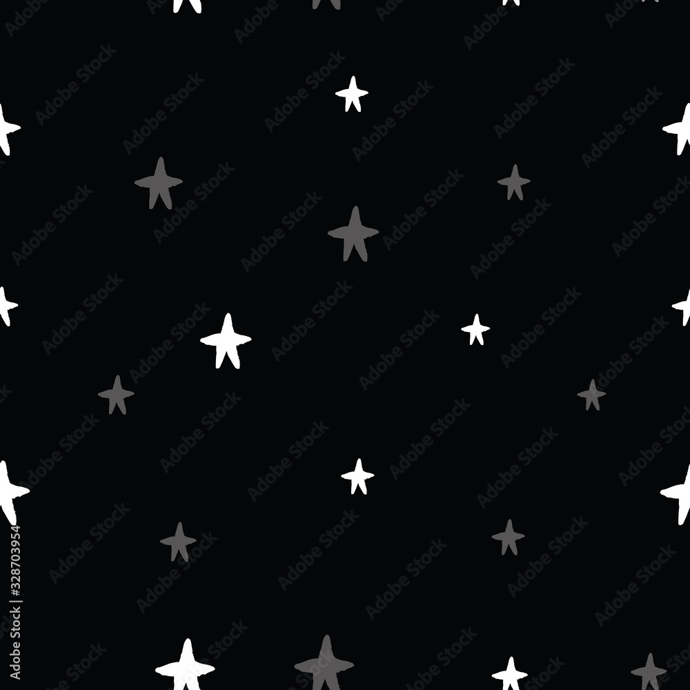 Vector space seamless pattern with stars. Night sky hand drawn doodle astronomical background Vector space seamless pattern with stars. Night sky hand drawn doodle astronomical background