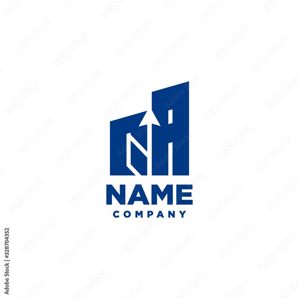 QA monogram logo with a negative space style arrow up design template