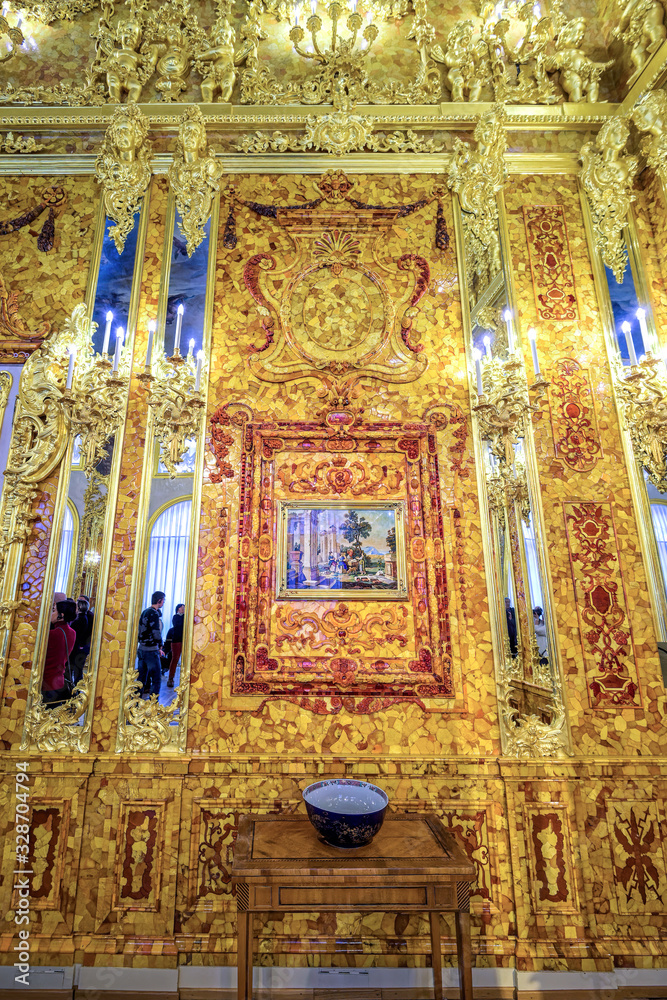 The newly renovated Amber Room (Amber Chamber) in the Catherine Palace