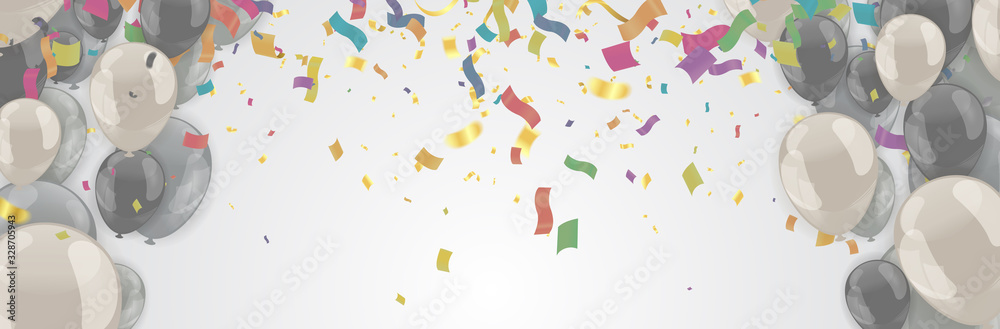 Birthday and celebration banner balloons silver color Birthday and celebration banner balloons silver color