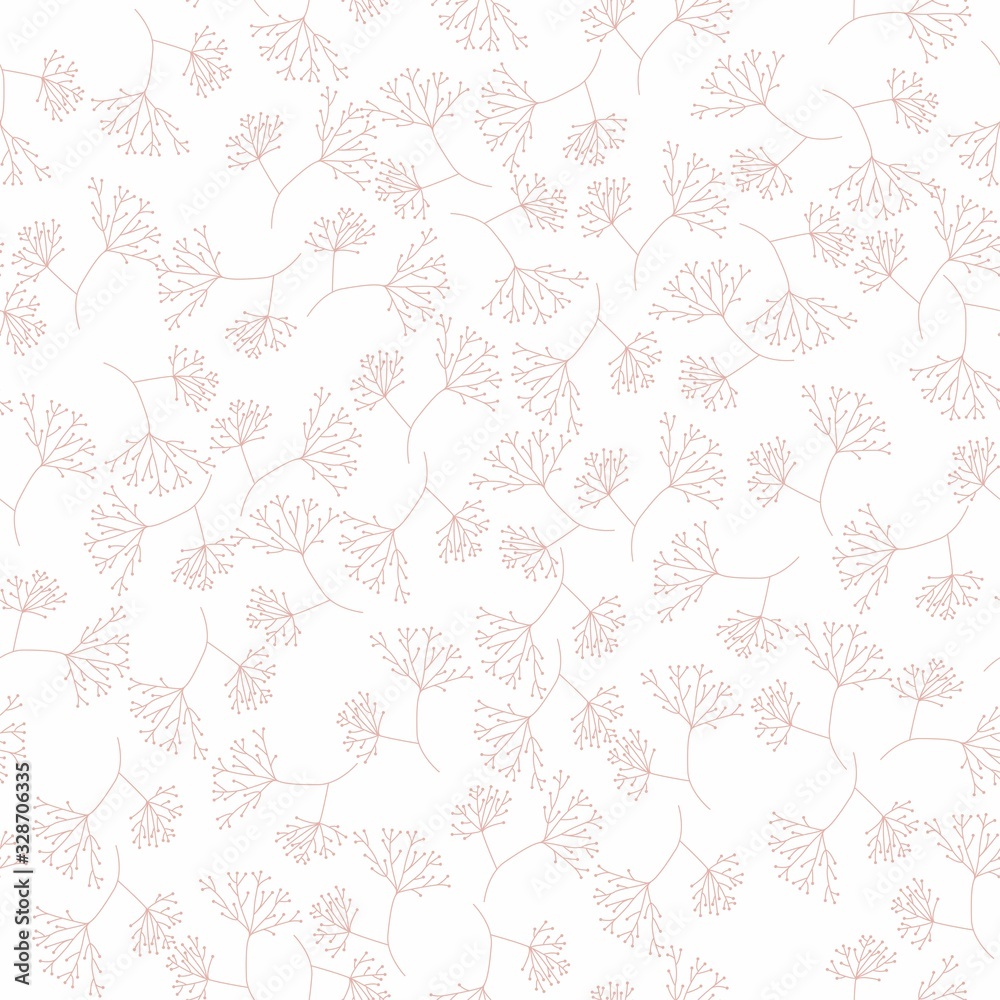 Seamless abstract floral herbs pattern. Orange background. Ornament for wrapping, wallpaper, tiles.