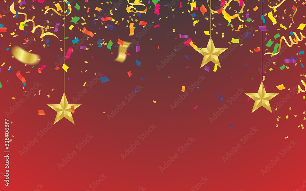 Many Falling Colorful Confetti Ribbon On Background Many Falling Colorful Confetti Ribbon On Background