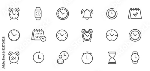 Time and clock, calendar, timer line icons. Vector linear icon set - stock vector. photo
