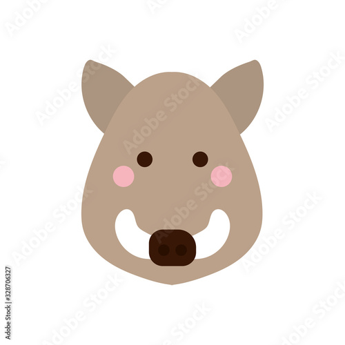 Cute boar cartoon flat style icon vector design