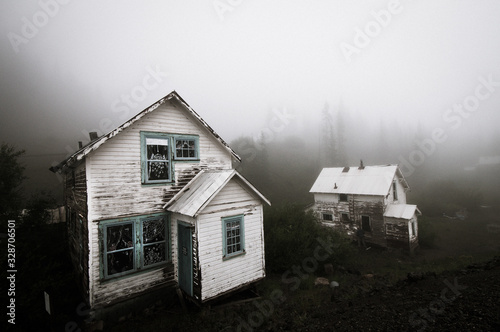 Ghost town in fog