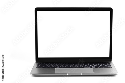 laptop, notebook showing white blank screen on white background