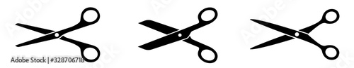 Scissors set. Flat icon style. Collection scissors black on white background. - stock vector. photo