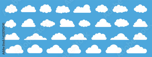 Cloud vector icon set on blue background.Creative modern concept - stock vector.