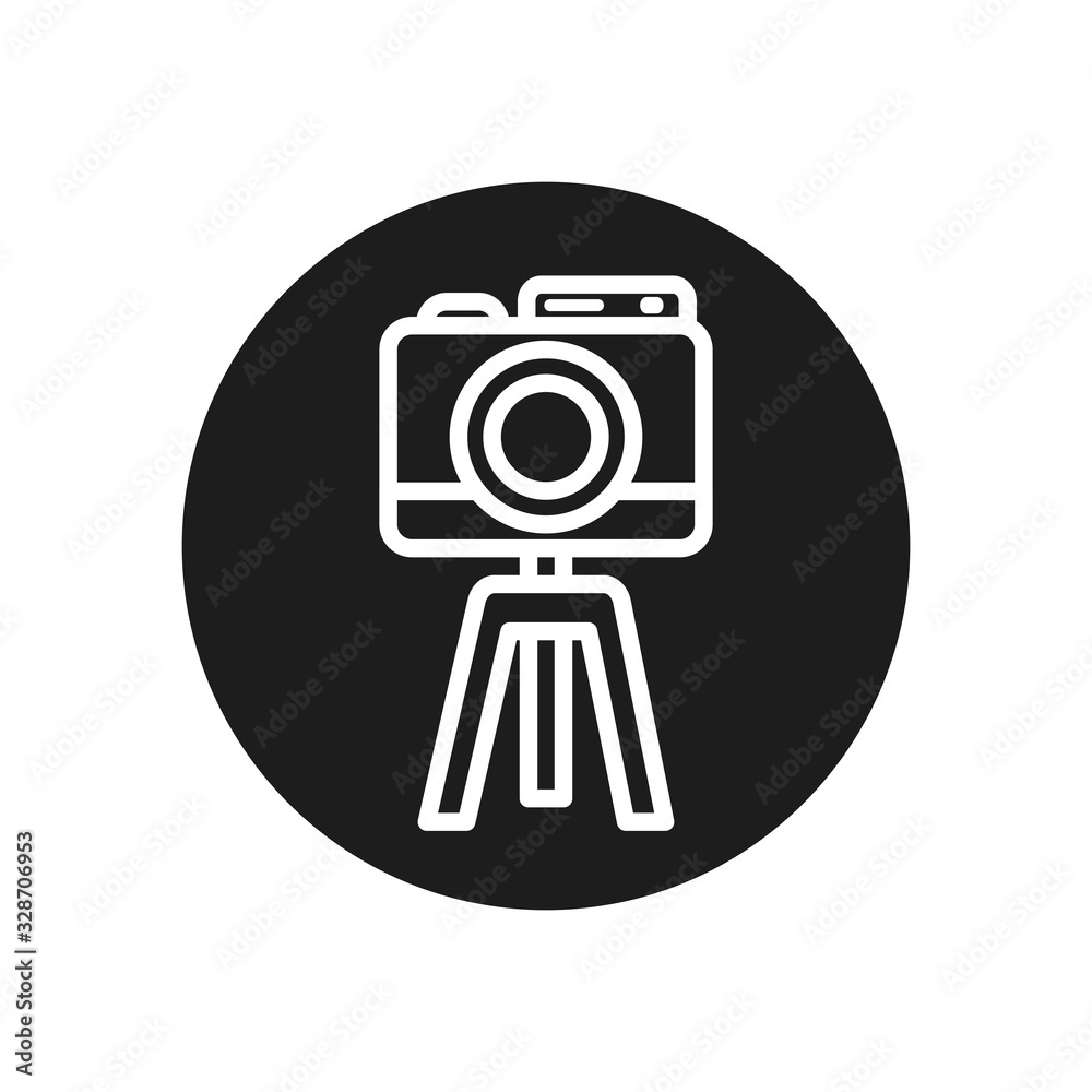 camera over tripod line block style icon vector design camera over tripod line block style icon vector design