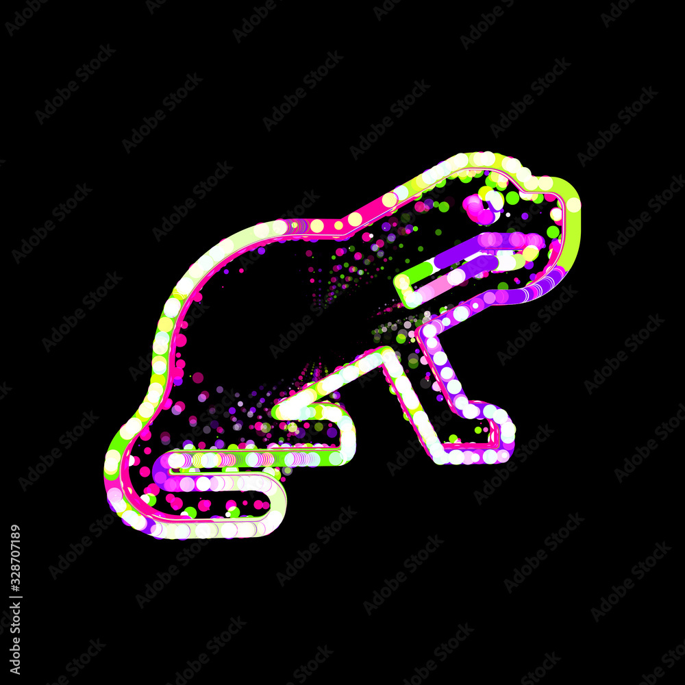 Symbol otter from multi-colored circles and stripes. UFO Green, Purple, Pink