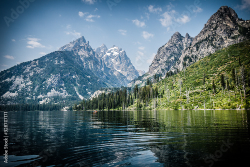 kayak on mountain lake