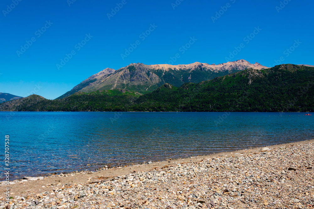 Stone beach. Gutierrez Lake. Bariloche, Argentina