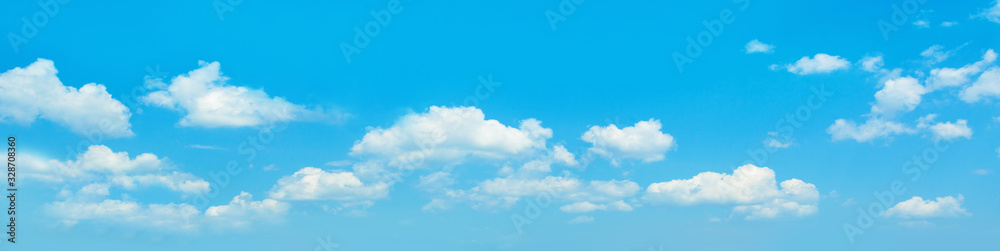 Sky clouds banner background. Perfect skyline, blue sky with clouds