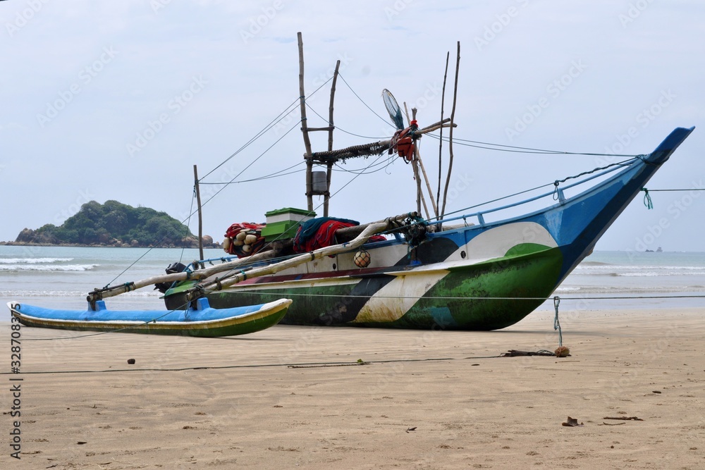 old fishing boat on the beach, Weligama, Sri Lanka