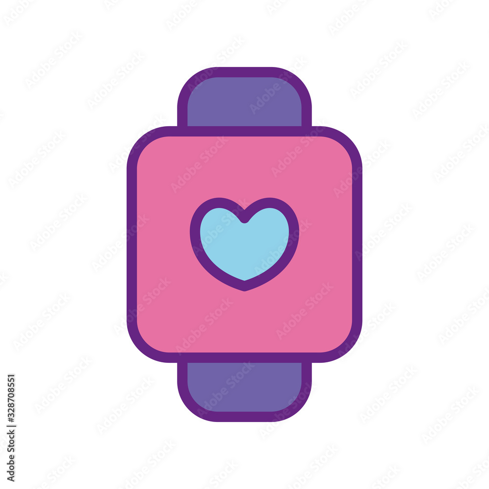 Isolated heart inside watch line and fill style icon vector design Isolated heart inside watch line and fill style icon vector design