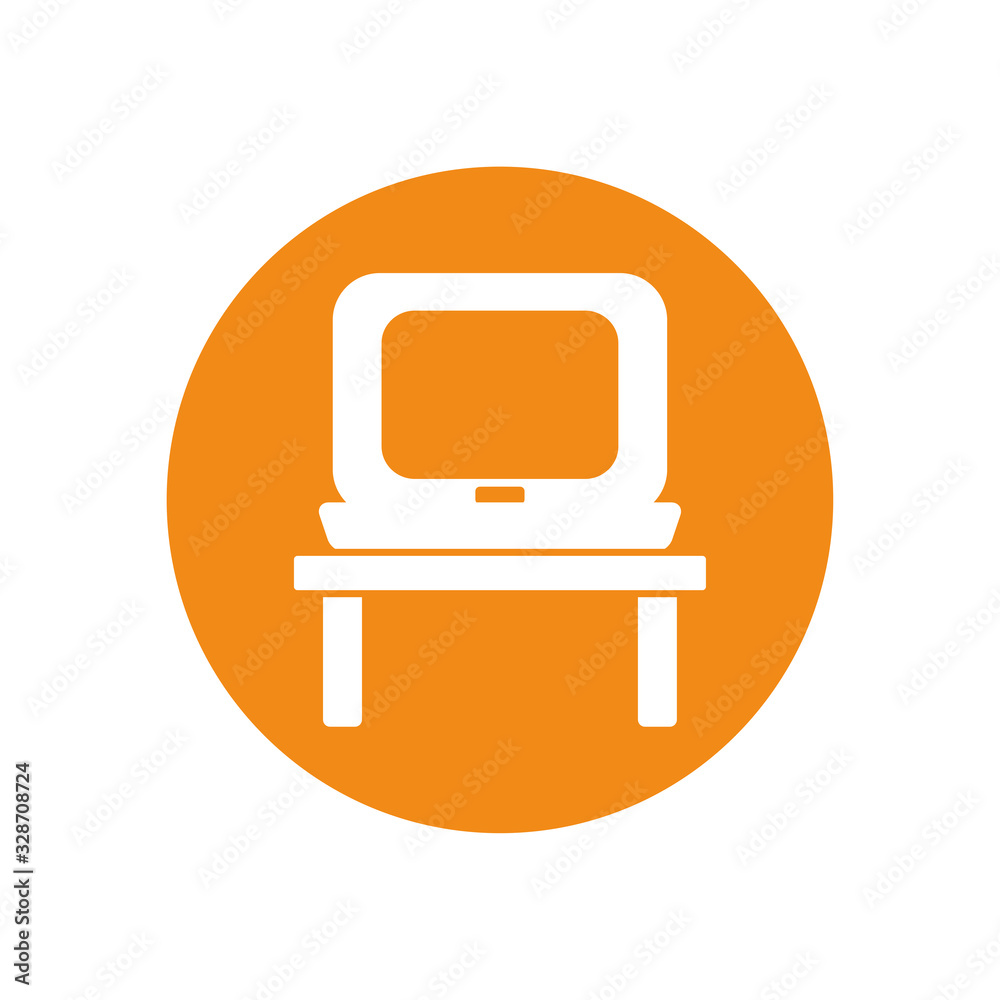 computer over table silhouette block style icon vector design computer over table silhouette block style icon vector design