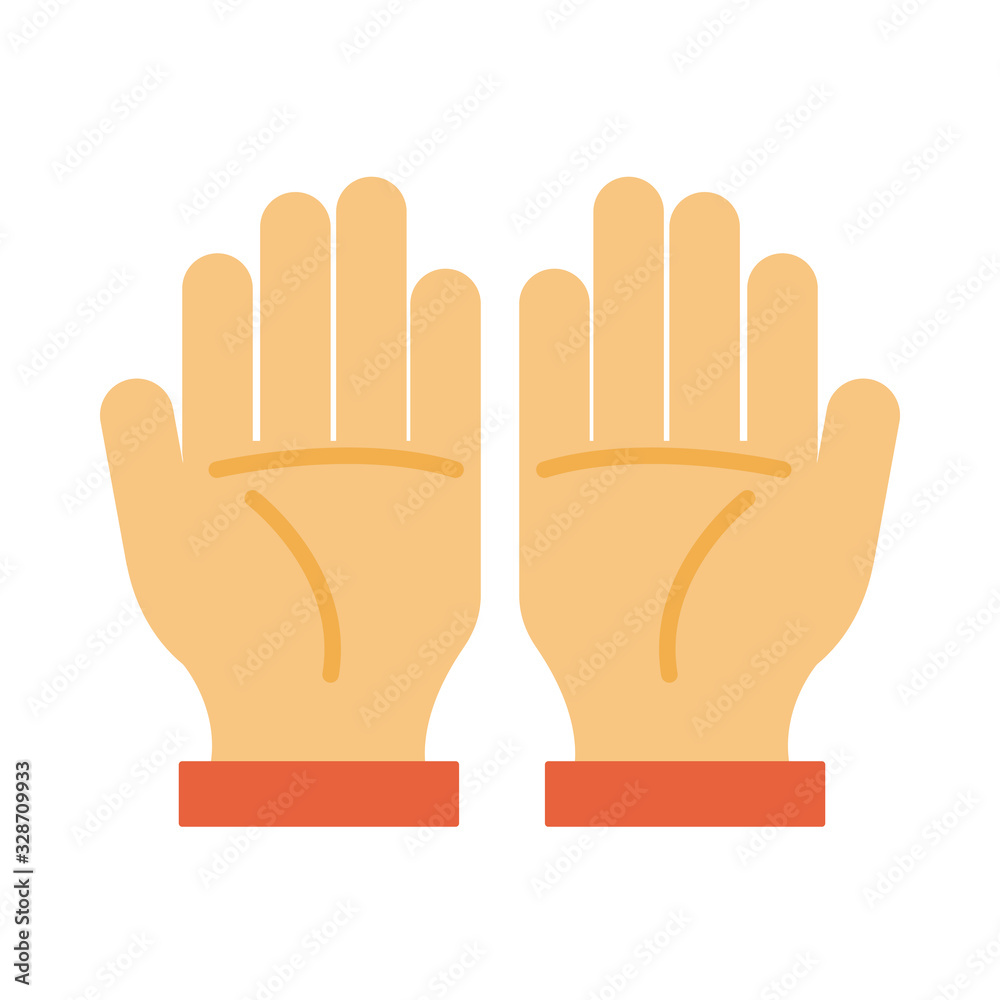 Obraz premium open hands gesture palm traditional ramadan arabic islamic celebration tone color icon