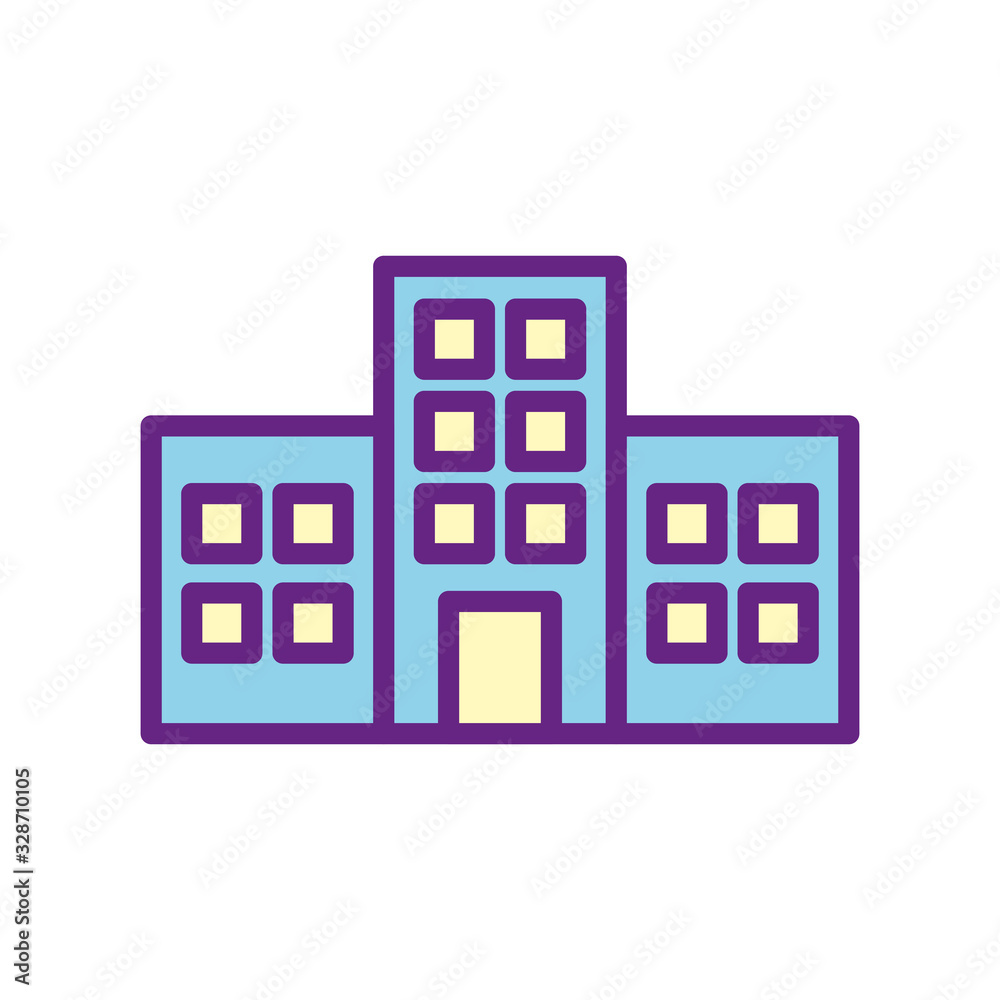 Isolated city buildings line and fill style icon vector design Isolated city buildings line and fill style icon vector design