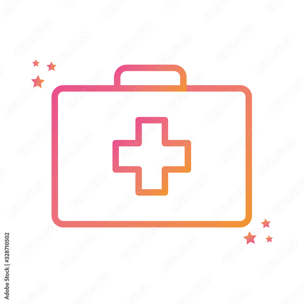 Isolated cross inside kit gradient style icon vector design Isolated cross inside kit gradient style icon vector design