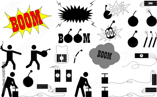 Explozive with pictogram people collection