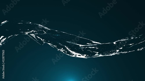 water jet of pure water on a red blue background