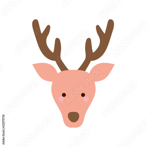 Cute deer cartoon flat style icon vector design