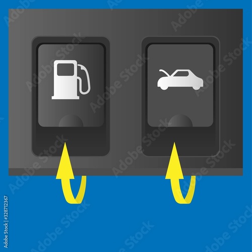 fuel lid and car bonnet button in cars