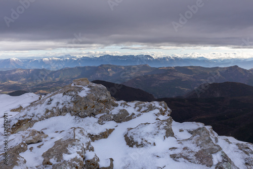 View of a winter landscape in the Drôme Provençale near Dieulefit photo