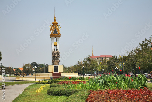 Cambodia-Vietnam Friendship monument at Wat Botum park in Phnom Penh. Cambodia photo