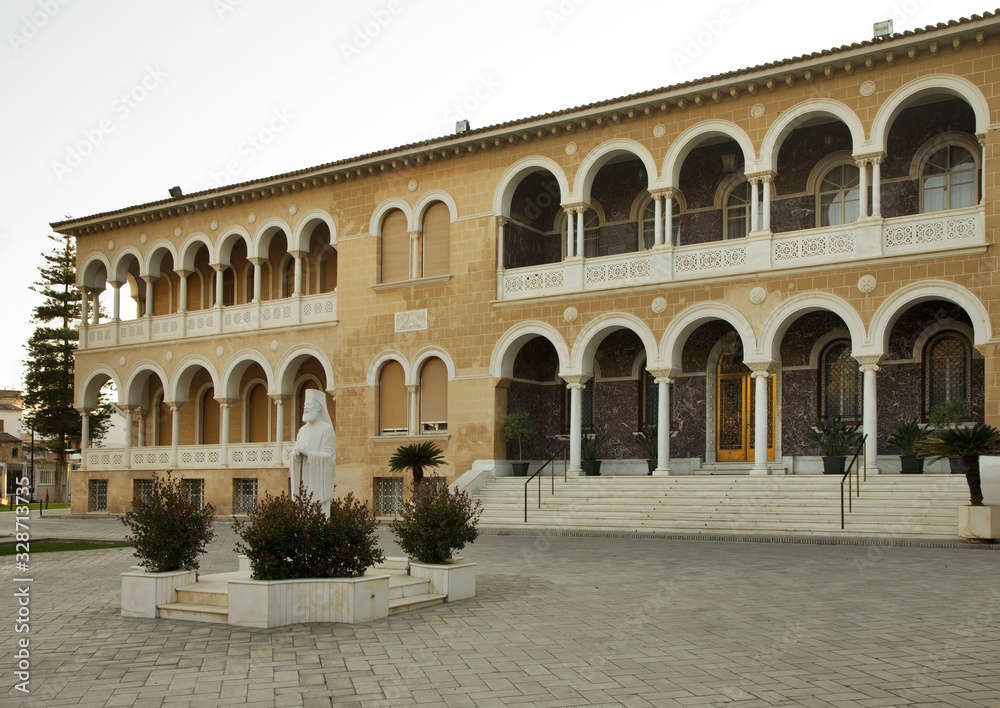 Palace of archbishop and monument to archbishop Leontios of Cyprus in Nicosia. Cyprus