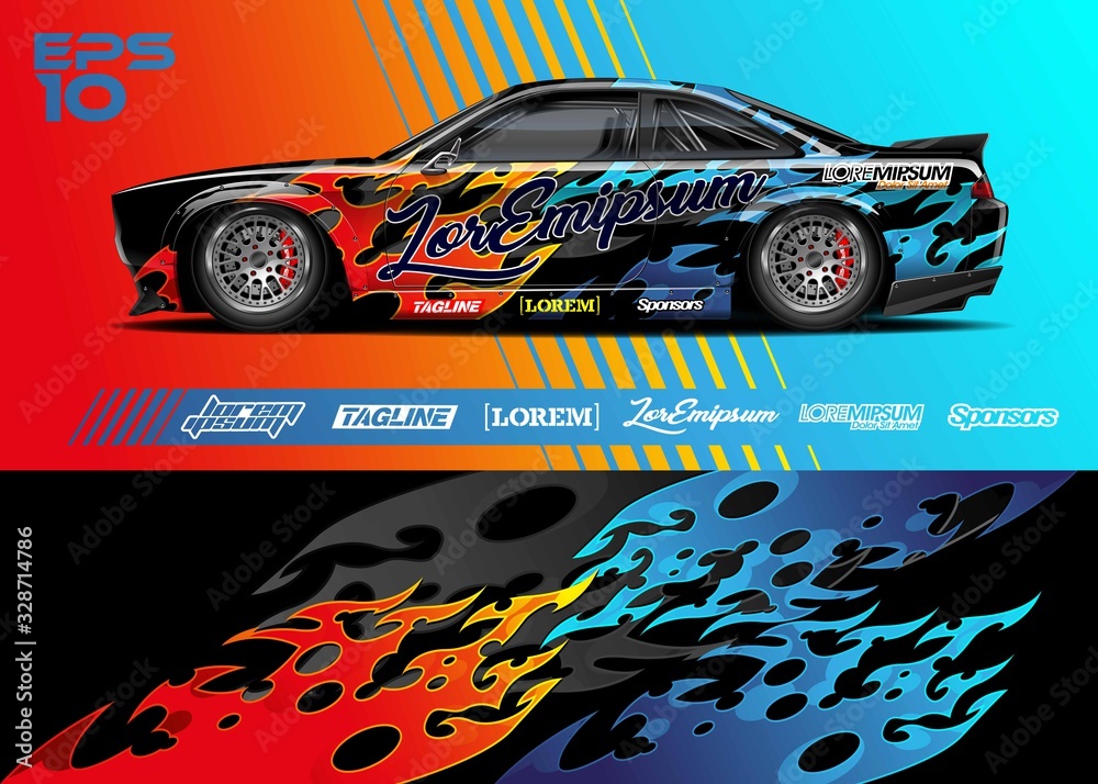 Race car graphic livery design. Abstract sport racing background for ...