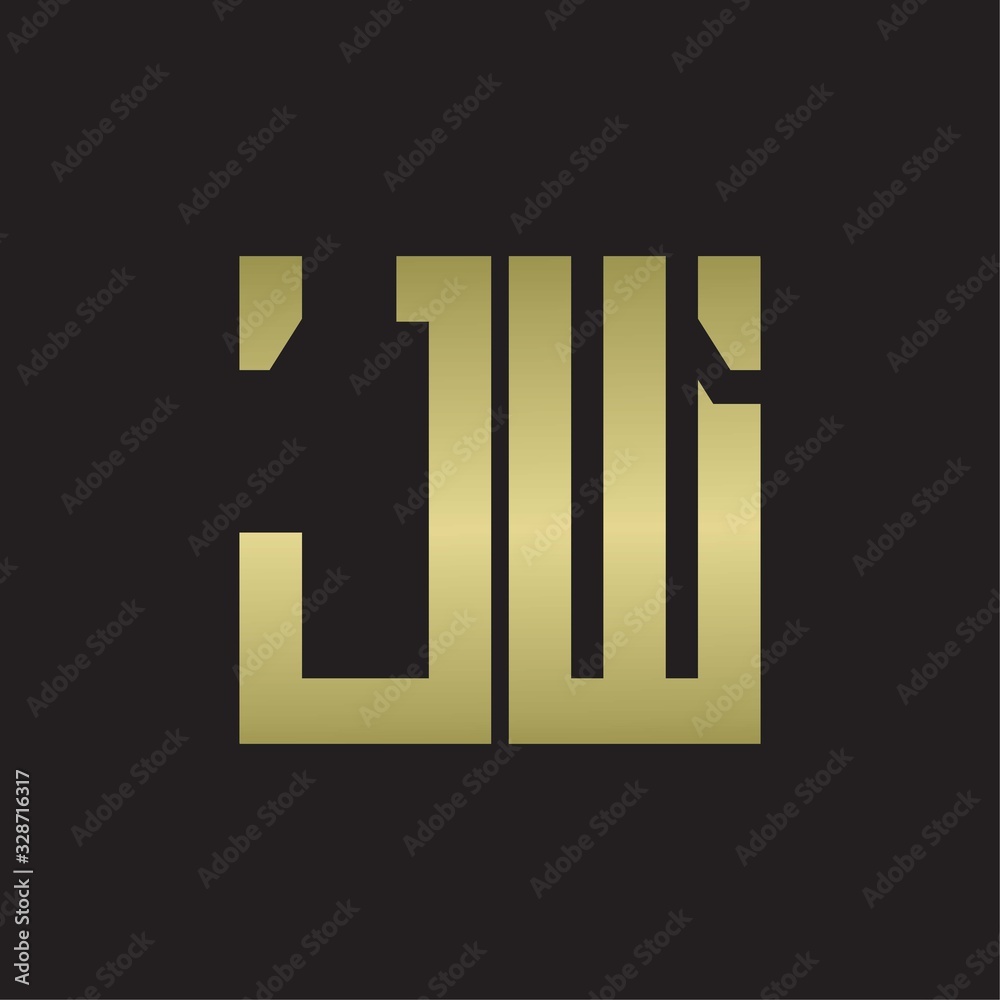 JW Logo with squere shape design template with gold colors JW Logo with squere shape design template with gold colors