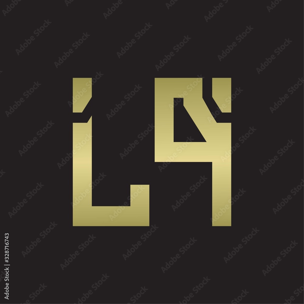 LP Logo with squere shape design template with gold colors LP Logo with squere shape design template with gold colors