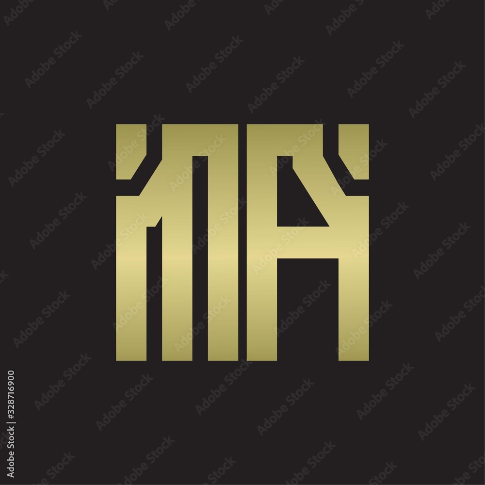 MA Logo with squere shape design template with gold colors MA Logo with squere shape design template with gold colors