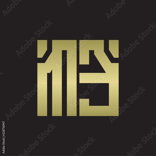 ME Logo with squere shape design template with gold colors