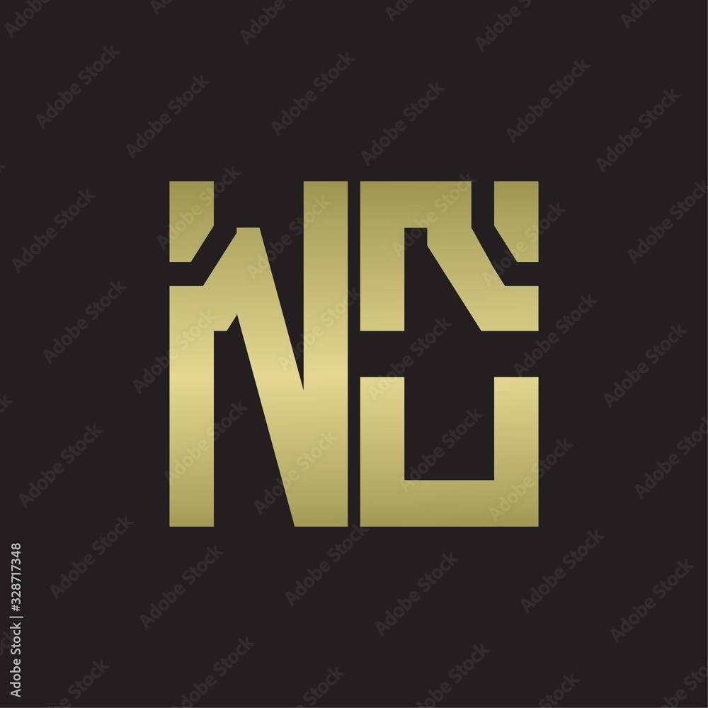 NO Logo with squere shape design template with gold colors NO Logo with squere shape design template with gold colors