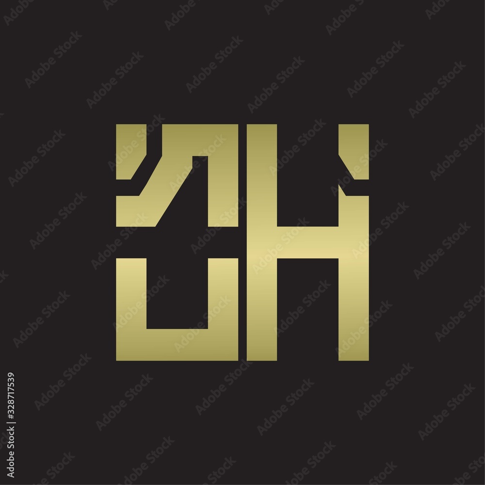 OH Logo with squere shape design template with gold colors OH Logo with squere shape design template with gold colors