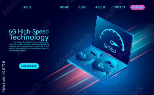 5g High-speed Technology concept. Network Communication Wireless Internet. network connection fastest internet. isometric flat design vector illustration