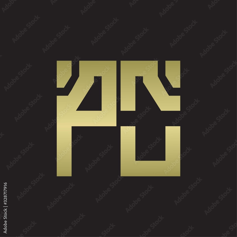 PO Logo with squere shape design template with gold colors