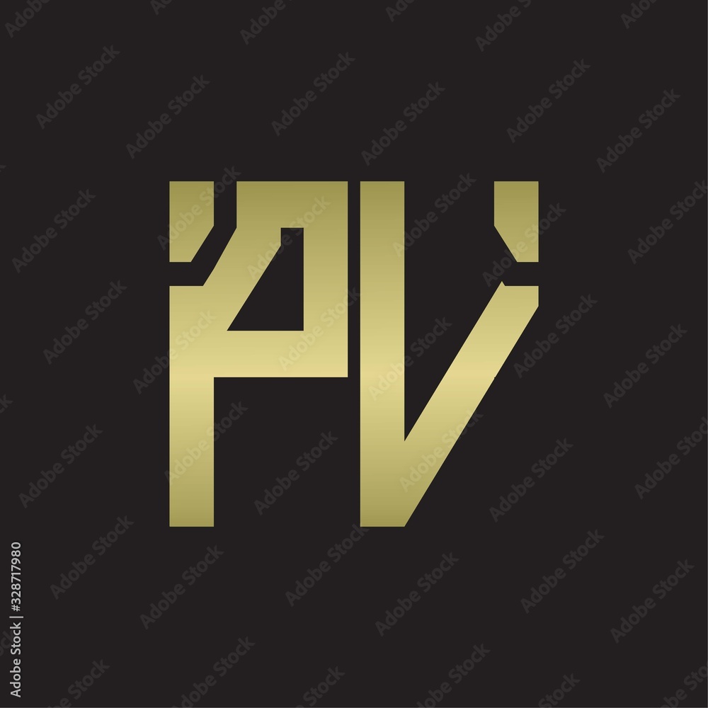 PV Logo with squere shape design template with gold colors PV Logo with squere shape design template with gold colors