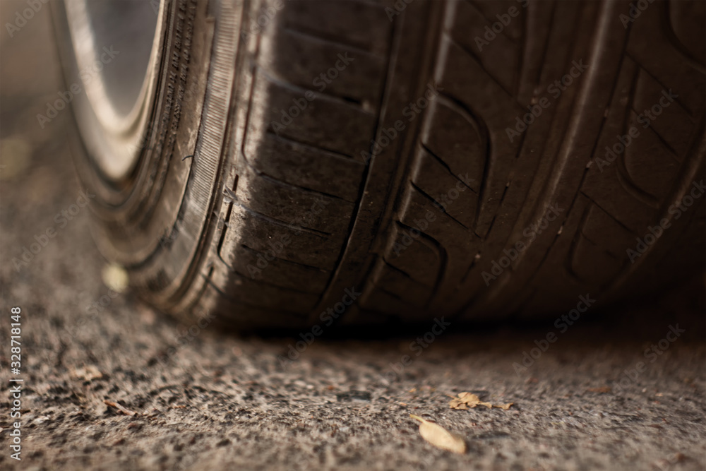 Obraz premium low profile car tire close up