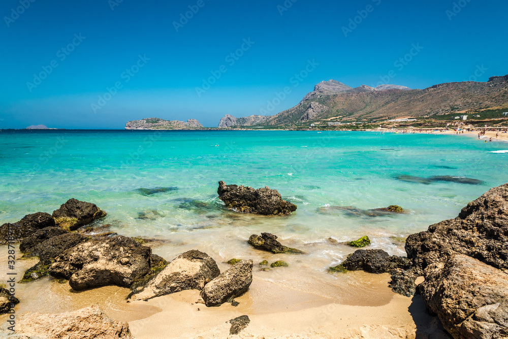 The beautiful Falassarna beach on the Greek island of Crete, Greece