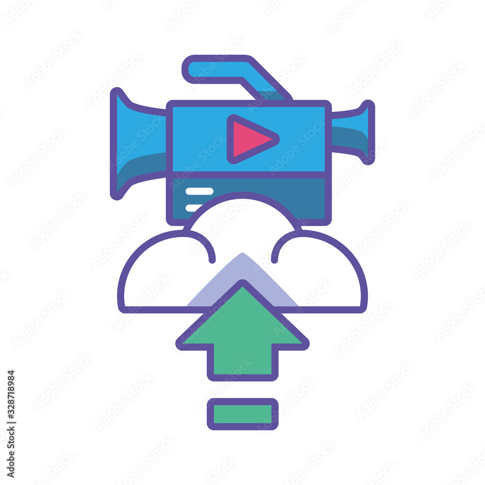 upload information in the cloud in white background upload information in the cloud in white background