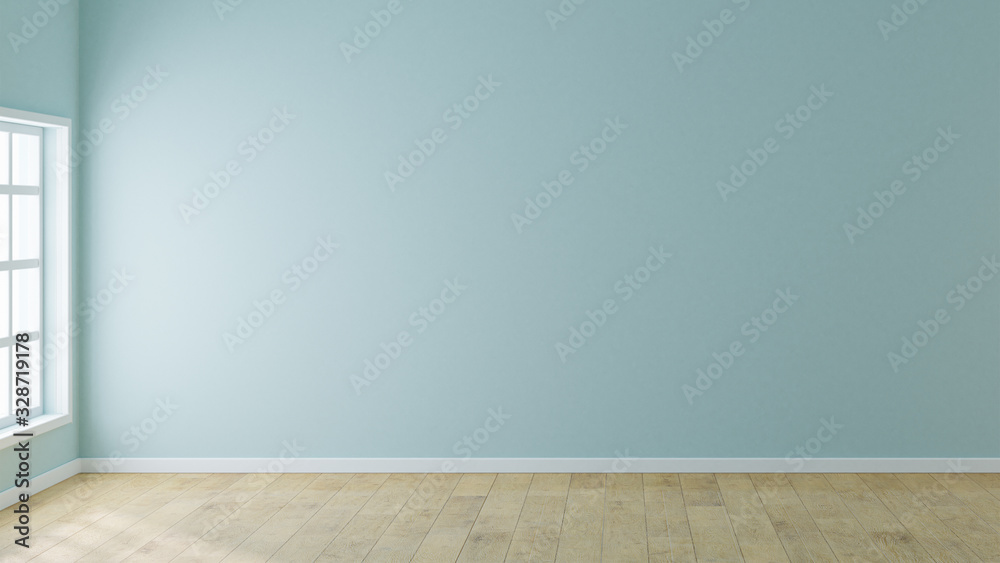 Pastel green empty room, Living room - 3D Rendering