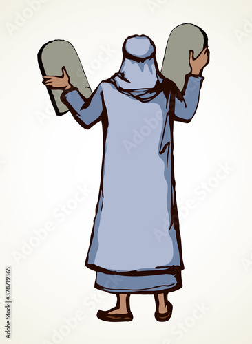 Moses with the tablets. Vector drawing